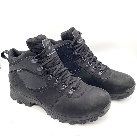 TIMBERLAND Mt Maddsen Hiking Boots Men's Size 13 Mid Waterproof Work Black 2731R - Picture 3 of 10